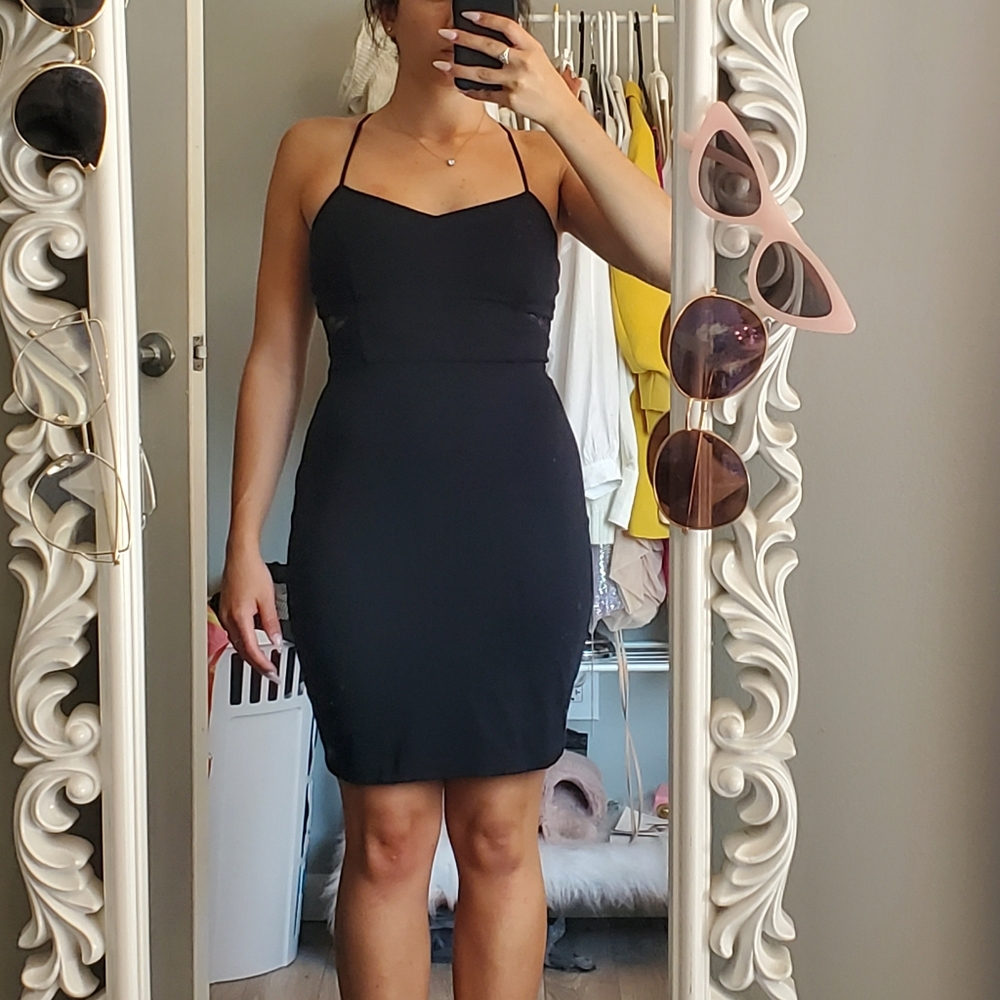 Express Little Black Dress with Lace Back Details, Size Small